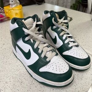 Nike Australia Dunks High-Top Sneakers in White and Forest Green